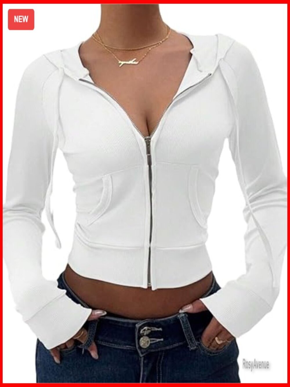 Crop Zip Up Hoodie Long Sleeve Slim Fit with Pockets